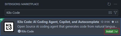 Установка плагина Kilo Code